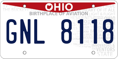 OH license plate GNL8118
