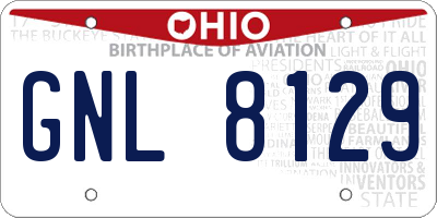 OH license plate GNL8129