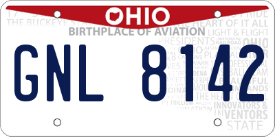 OH license plate GNL8142