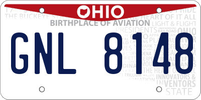 OH license plate GNL8148