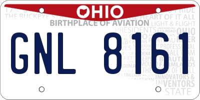 OH license plate GNL8161