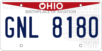 OH license plate GNL8180