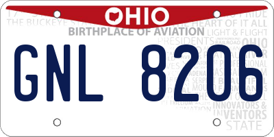 OH license plate GNL8206