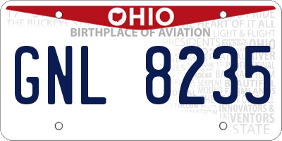 OH license plate GNL8235