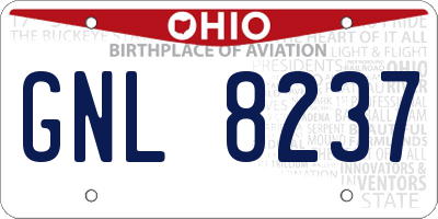 OH license plate GNL8237