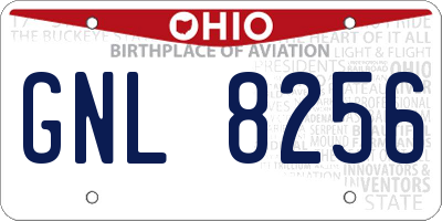 OH license plate GNL8256