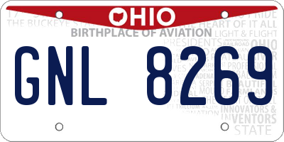 OH license plate GNL8269