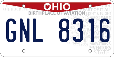 OH license plate GNL8316