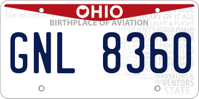 OH license plate GNL8360