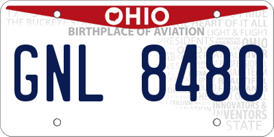 OH license plate GNL8480