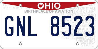 OH license plate GNL8523