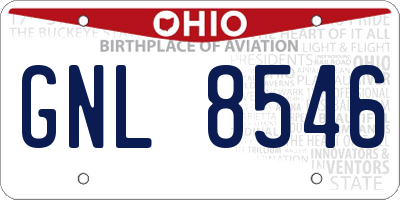 OH license plate GNL8546