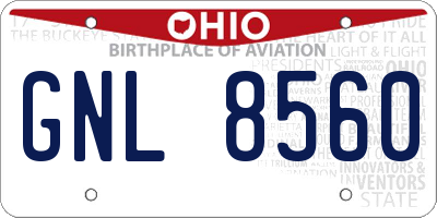 OH license plate GNL8560