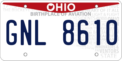OH license plate GNL8610