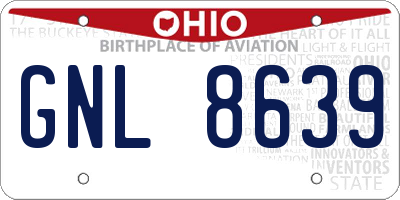 OH license plate GNL8639
