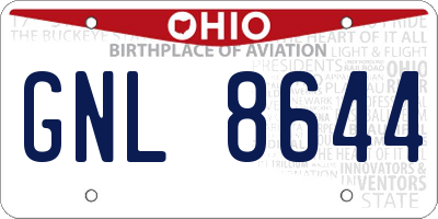 OH license plate GNL8644