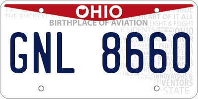 OH license plate GNL8660