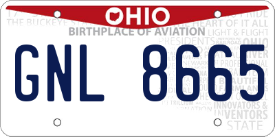 OH license plate GNL8665
