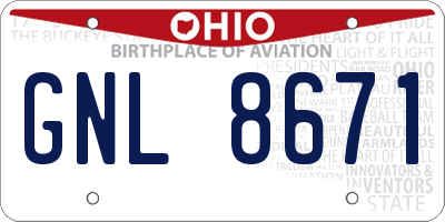 OH license plate GNL8671