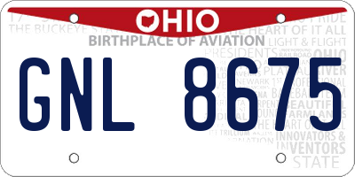 OH license plate GNL8675