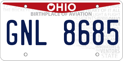 OH license plate GNL8685