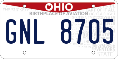 OH license plate GNL8705