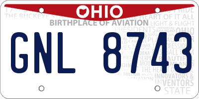 OH license plate GNL8743