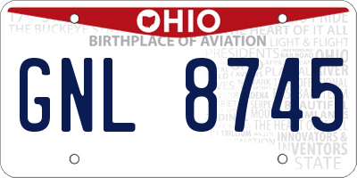OH license plate GNL8745