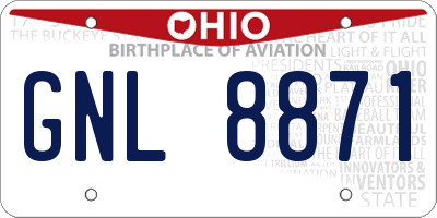 OH license plate GNL8871