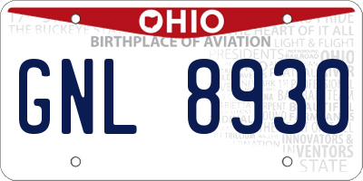OH license plate GNL8930