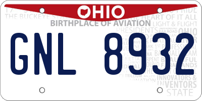 OH license plate GNL8932
