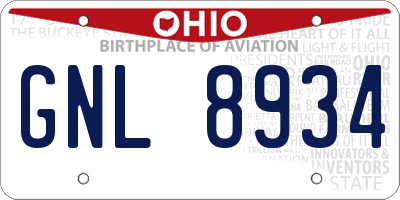 OH license plate GNL8934