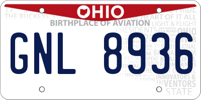 OH license plate GNL8936