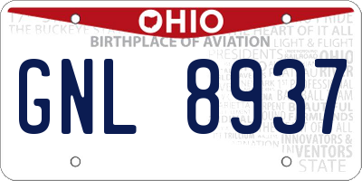 OH license plate GNL8937