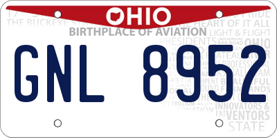 OH license plate GNL8952