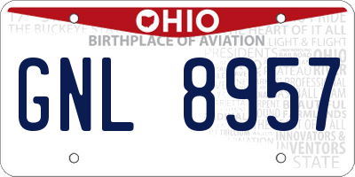 OH license plate GNL8957