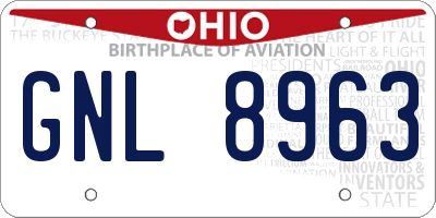 OH license plate GNL8963