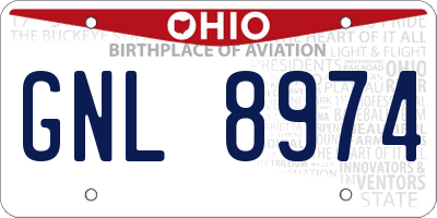 OH license plate GNL8974