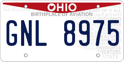 OH license plate GNL8975