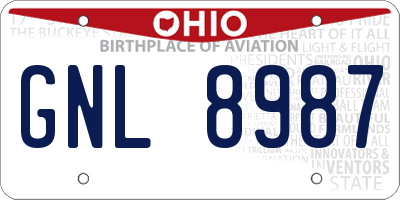 OH license plate GNL8987