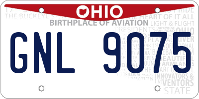 OH license plate GNL9075