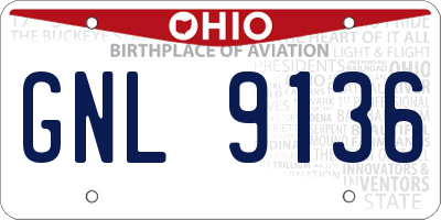 OH license plate GNL9136