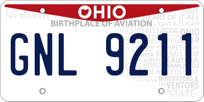 OH license plate GNL9211