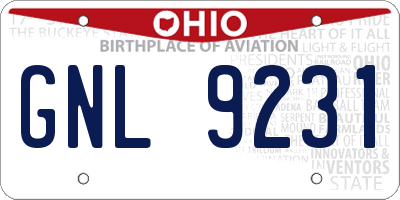 OH license plate GNL9231