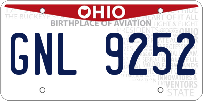 OH license plate GNL9252