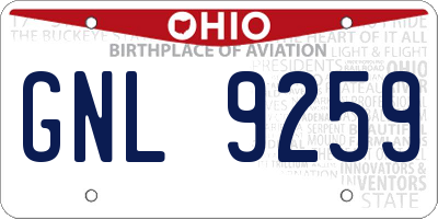 OH license plate GNL9259