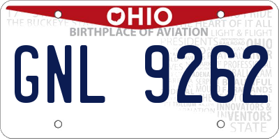 OH license plate GNL9262