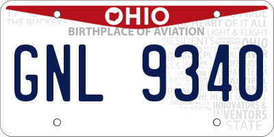 OH license plate GNL9340