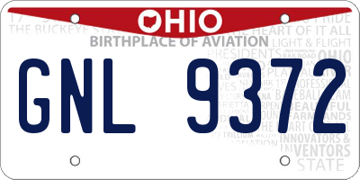 OH license plate GNL9372