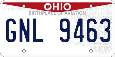 OH license plate GNL9463